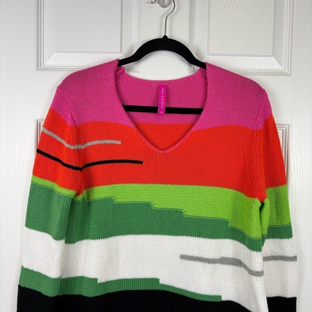 Zaket & Plover chunky cotton v neck sweater sz xs - Picture 6 of 10